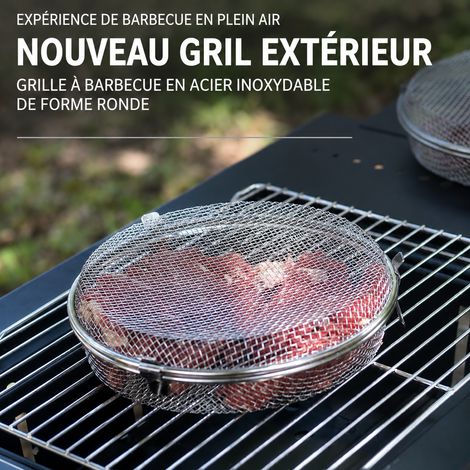 Panier de barbecue multifonction en acier inoxydable 304, cage ronde pour four et friteuse à air, 20 × 20 × 5 cm, 136 g – Livraison gratuite (1/5)