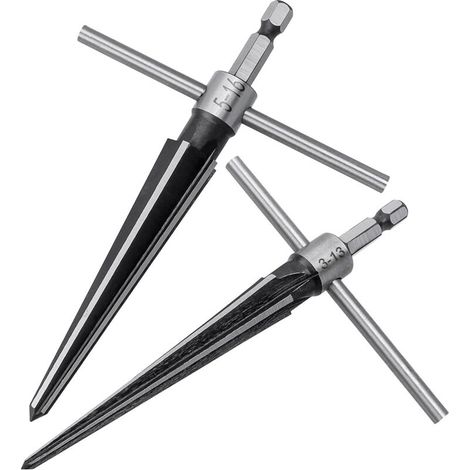 [NON UTILIZZATO] 2 alesatori conici manuali in acciaio al carbonio con gambo esagonale 3-13 mm 5-16 mm per fori di pioli di ponticelli e smussatura