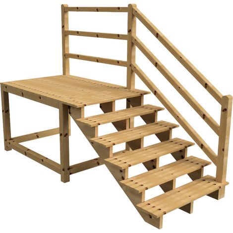 MILANO Außentreppe 6 Stufen H105 cm - Podest L189 x B120 cm - Treppengeländer rechts - Podestgeländer rechts