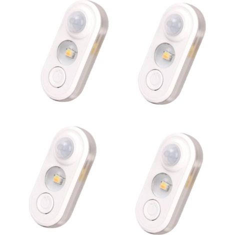 Lot de 4 lampes LED à détecteur de mouvement pour intérieur, éclairage magnétique sous meuble, blanc chaud, lampes rondes rechargeables à intensité variable pour placard, cuisine, escaliers (1/5)