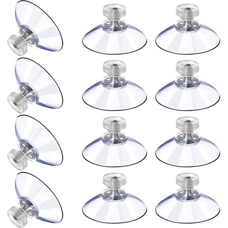 12 große Saugnäpfe, Kunststoff-Saugnäpfe, transparente, stoßfeste Gummi-Saugnäpfe, Metall-Schraubmuttern, transparente PVC-Vollsaugnäpfe, Ersatz mit Schraubmuttern (40M5-10) - Crezuo