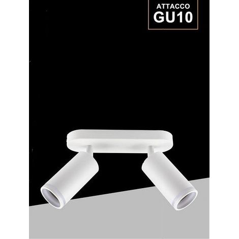TrAdE Shop Traesio - Applique Plafoniera Orientabile Da Soffitto Parete 2 Diffusori Lampada Gu10 Ts-2 - Bianco (1/5)