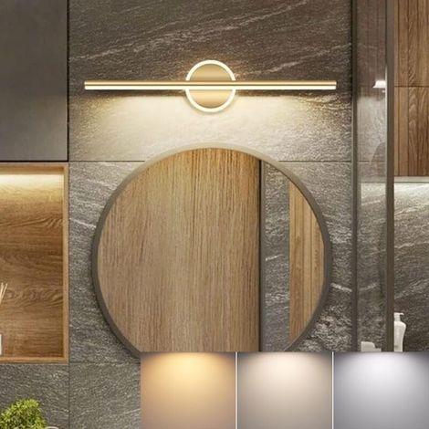Luminaire Mural Moderne 40cm - Lampe Miroir LED 10W, 3 températures de couleur - Luminaire Vanité Salle de Bain - Miroir Coiffeuse Lumineux-Doré