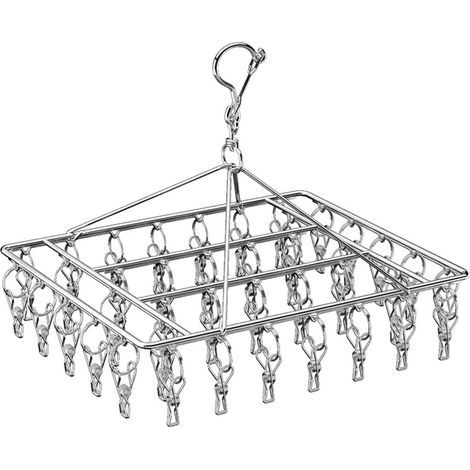 Set aus faltbaren Sockenhaltern mit 40 Haken, Metallkleiderbügeln mit Clips, Unterwäschebügeln, Wäscheleinenzubehör, Wäscheständer aus Edelstahl mit (1/5)