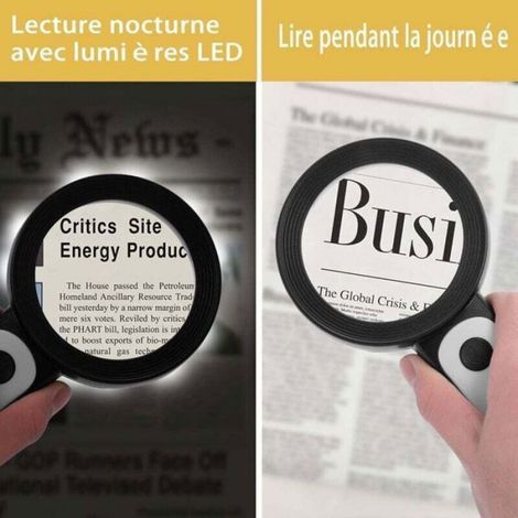 Loupe de lecture avec 18 LED, double lentille en verre (grossissement 30x), loupe à main éclairée pour la lecture, les seniors (1/4)