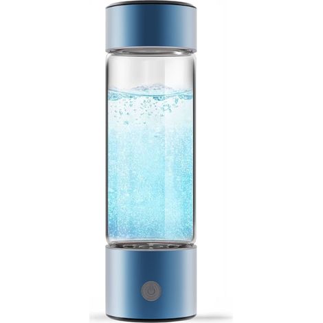 Bouteille d'eau à hydrogène portable 460 ml, technologie SPE PEM pour booster le métabolisme et l'immunité, rechargeable par USB, bleue (1/5)