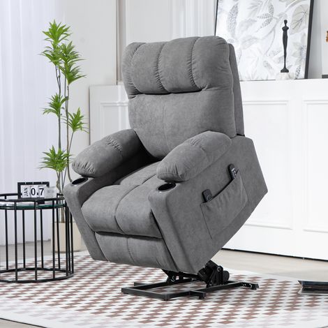 Fauteuil pour personnes âgées avec système d‘aide à se lever, fonction de couchage, télécommande incluse, 144 cm x 91 cm x 88 cm, gris (1/5)