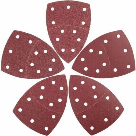 Jeu de feuilles abrasives triangles de ponçage 25 pièces, 105 x 152 mm11 trous chaque grain 5 x 40/60/80/120/240 pour ponceuse multiple
