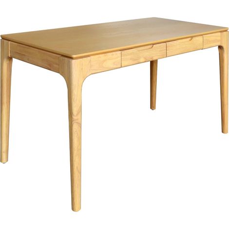 sweeek - Schreibtisch aus Heveaholz und MDF mit Eschenfurnier  2 Schubladen