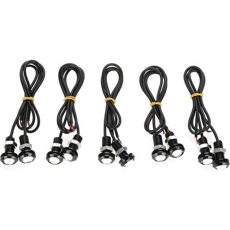 10 potentes luces LED blancas de 18 mm con forma de ojo de águila, 10 W, luces DRL antiniebla para coche y motocicleta. (1/5)