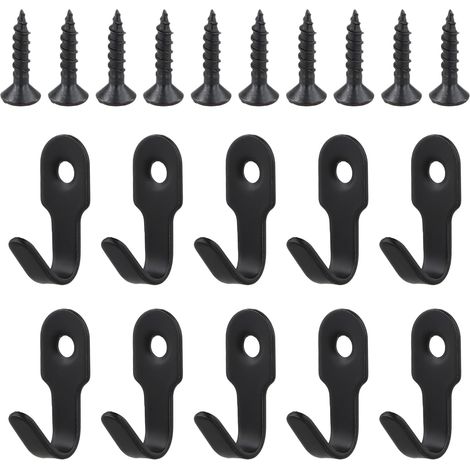 10 Stück schlichte schwarze Wandhaken, Mini-Kleiderhaken aus Edelstahl im Retro-Stil mit Schrauben und 10 Schrauben für Türen, Wände, Badezimmer und Küchen (1/5)