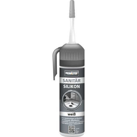 Primaster Sanitär Silikon weiß 100 ml Anwendung ohne Kartuschen-Pistole Sanitär Silikon