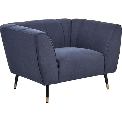Poltrona in tessuto Seduta ampia e profonda con schienale basso e trapuntato Blu Scuro Orsta (1/5)