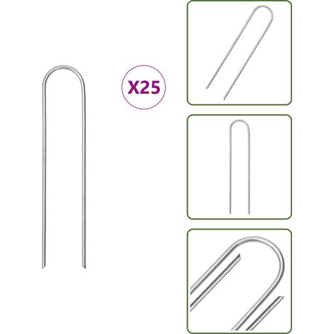 The Living Store Bodenanker U-Form 25 Stk. 15x3,5 cm Verzinkter Stahl - Erdhaken