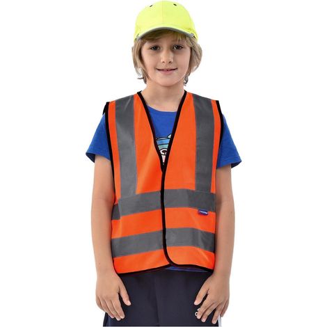 Gilet de sécurité enfant haute visibilité orange 10-14 ans (1/5)