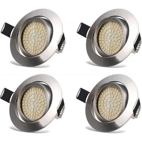 Spots LED Recessed Orientable 3.5W Ultraslim Ceiling Round Lighting Recessed White Hot Hole of Ceiling 75-80MM (Set of 4) (1/4)