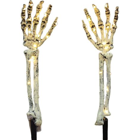Paquet de 2 guirlandes lumineuses à bras de crâne d'Halloween avec 40 LED alimentées par batterie, guirlandes lumineuses à bras de squelette réalistes pour accessoires de fête d'Halloween (1/5)