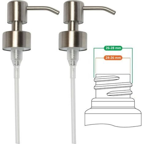 Pompa di ricambio per dispenser di sapone liquido - Acciaio inossidabile, finitura spazzolata, 2 pezzi - 28 mm (1/5)