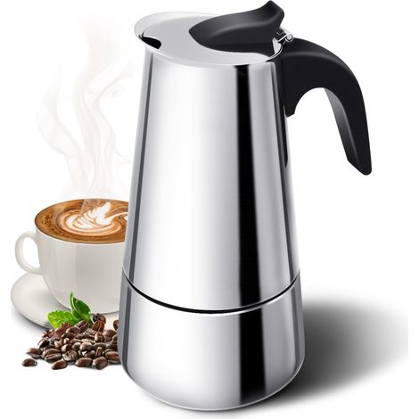 Espresso cooktop, 6-cup 300ml Moka pot (Italian espresso cup - 50ml), induction espresso cooktop with valve (water level does not exceed), coffee maker