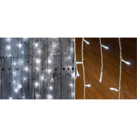 Tenda cascata luci led per uso esterno interno - 120 Led - Bianco - Cavo luci 3 mt - H 75 cm