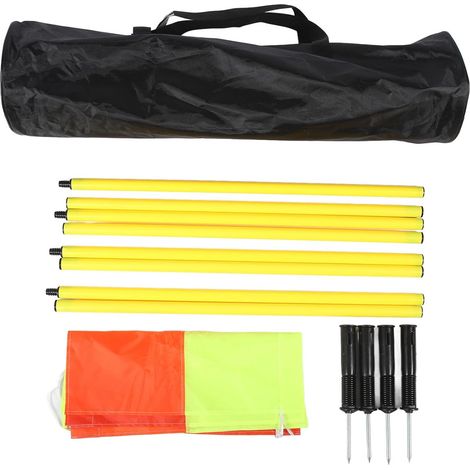 Lot de 4 drapeaux d'angle pour terrain de football avec 4 drapeaux carrés et 2 sections de 1,5 m pour entraînement en plein air (1/5)