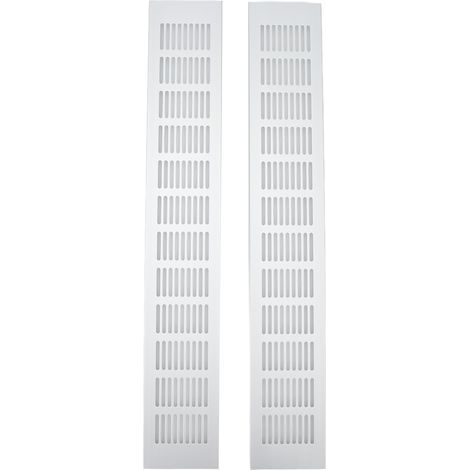 2 pièces Grille de ventilation en alliage d'aluminium plaque de ventilation rectangulaire pour armoire armoire à chaussures placard 80x500mm (1/5)