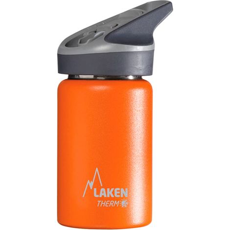 Laken Jannu, Bottiglia d'acqua termica e isolante in acciaio INOX per bambini, borraccia bocca larga, Arancione, 500 ML (1/5)