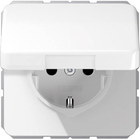Jung 1 parte Frutto Presa schuko con coperchio ribaltabile Bianco alpino CD1520BFKIKLWW 1 pz. (1/2)