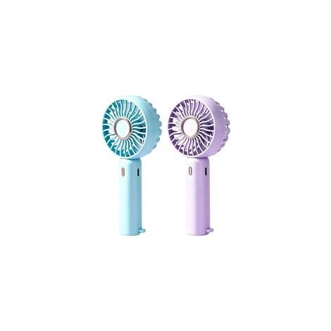 Ventilateur Portable, Mini Ventilateur de Bureau Portable à Main Rechargeable USB Mini Ventilateurs 3 Vitesses Ventilateurs de Poche pour Bureau, Voyage, Plage, Camping(Bleu, Violet) (1/5)