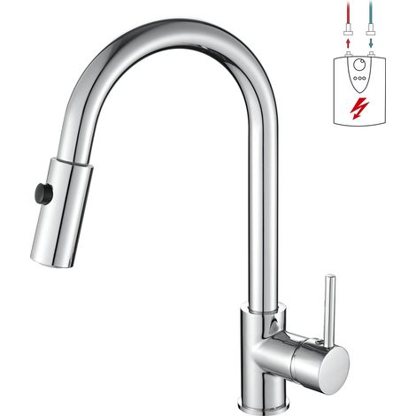 Robinet de cuisine basse pression extensible en acier inoxydable chromé (1/5)