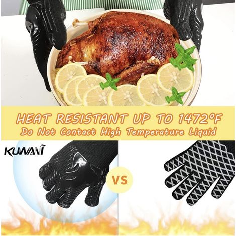 Gants de barbecue (lot de 2), mitaines ignifugées résistantes à la chaleur jusqu'à 1472°F (1/3)