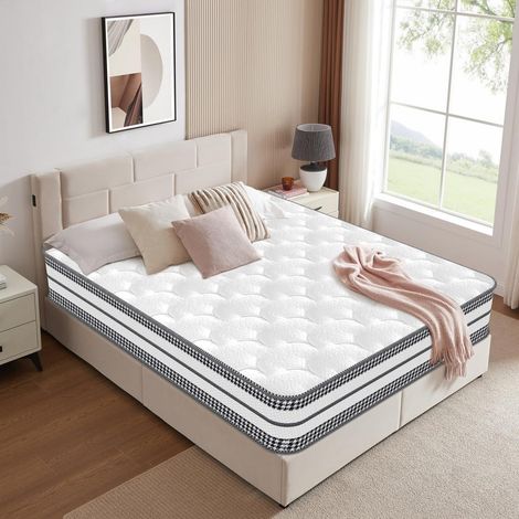 Matelas 90X200 cm, épaisseur 25 cm, combinaison de ressorts ensachés indépendants et de mousse à mémoire de forme, hypoallergénique, doux pour la peau, favorise un sommeil profond