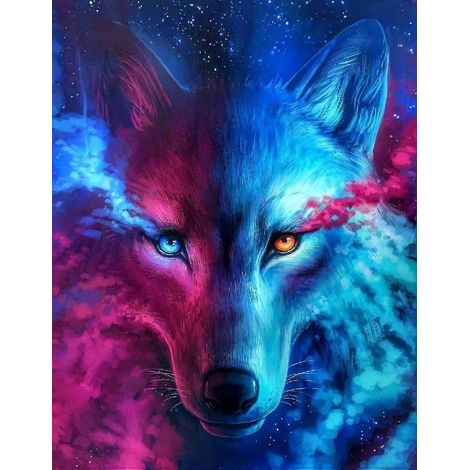 5D-Diamantstickerei-Set Wolf 30x40cm, Diamantmalerei-Sets Bastelfoto (1/5)