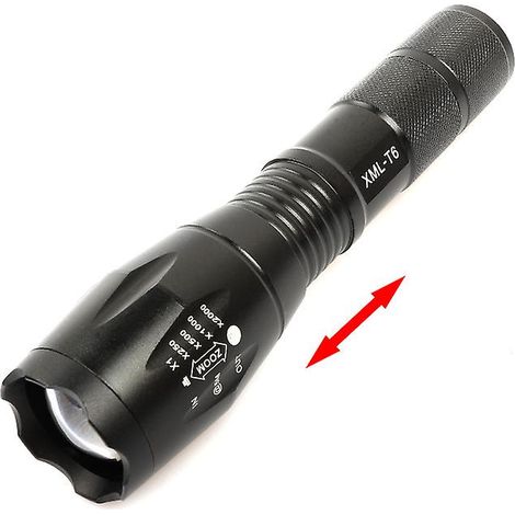 Lampe torche T6 ultra-lumineuse, zoomable et étanche - Mini lampe torche télescopique rechargeable en alliage d'aluminium (1/5)