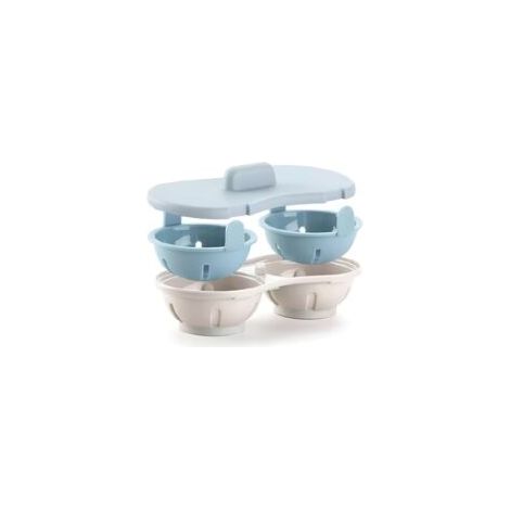 Eierpochierer für die Mikrowelle, BPA-freie Eierform, Eierkocher, Mikrowellen-Eierdämpfer, Doppelbecher aus Polypropylen mit Deckel - Crezuo