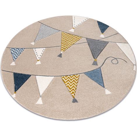 Tappeto KIDDO 9426 cerchio beige / bianco triangoli, festa, pour enfants, sensoriel beige rotondo 120 cm (1/5)