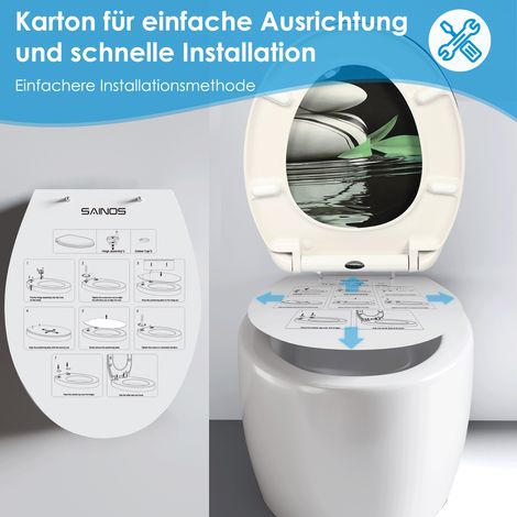 Abattant de toilette Duroplast en forme de O, aspect pierre, fonction d'abaissement automatique — UF12-222 (1/5)