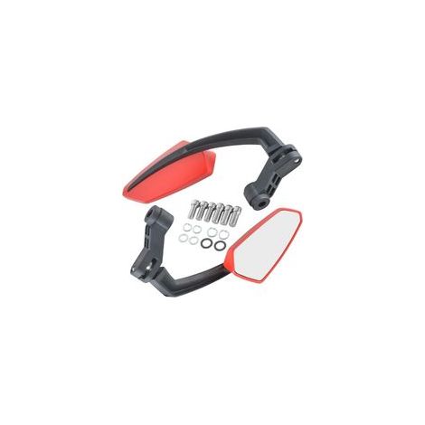 Guidon de moto avec rétroviseurs latéraux rouges, miroirs réglables arrière pour motocyclette, fixation filetée 10 mm et 8 mm, compatible Kawasaki, Suzuki, Honda, Victory, Chopper (1/5)