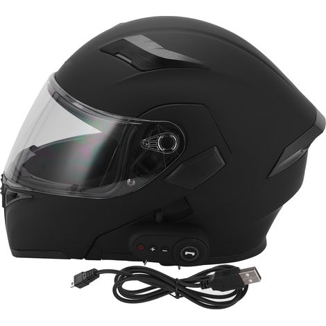 Casque Moto Bluetooth Visière Anti-Buée Double Écran Radio FM Intégrée Batterie 1200mAh Noir Mat XXL (1/5)
