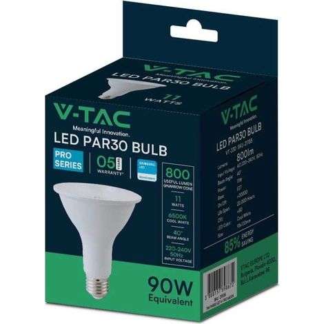 V-TAC PRO VT-230 Lampadina led chip samsung smd 11W E27 PAR30 bianco freddo 6400K - SKU 21155