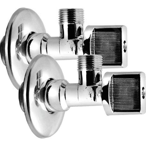 Vanne d'angle d'angle 1/2"x3/8", la paire, chromée (1/3)