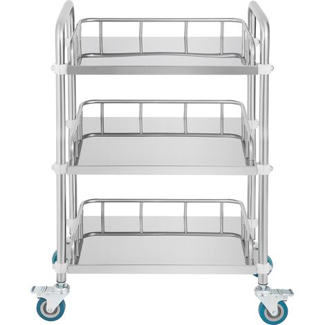 Mophorn Carrello da Laboratorio, Carrello da Laboratorio in Acciaio Inox a 3 Ripiani, Carrello da Laboratorio, Carrello di Utilita per Clinica, Laboratorio, Ospedale, Salone
