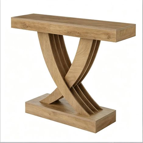 Console d’entrée rustique avec piètement X décoratif, table d’appoint en MDF marron, 110 cm, 100 kg, pour salon et couloir CHICFURN (1/5)