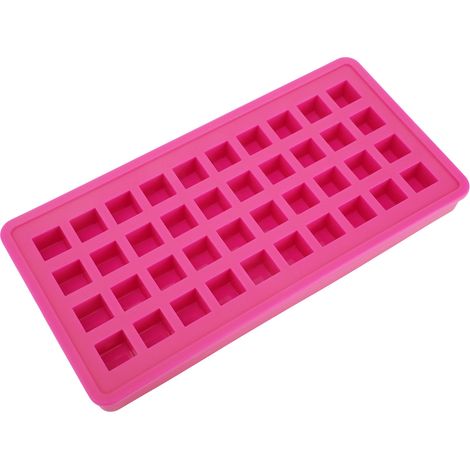 Bac à glaçons en silicone 40 cases, forme carrée, moule à glaçons DIY, accessoire de cuisine rouge rose (1/5)