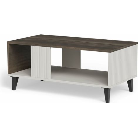Mesa de centro Luelia 118, Nogal + Cachemira, 40x50x92cm, Diámetro: 0, Aglomerado laminado, Angular