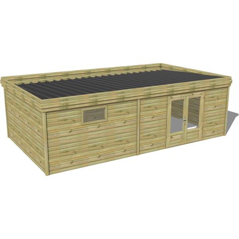 ABRI DE JARDIN bois traité 27mm, 8,2x4,3m, 36m2