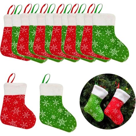 Lot de 12 petites chaussettes de Noël à suspendre au mur pour sapin de Noël-Fei Yu (1/5)