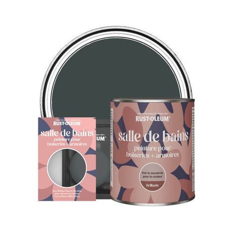 Peinture pour Boiseries & Armoires de Salle de Bains, Finition Brillante - Sable Noir (1/3)