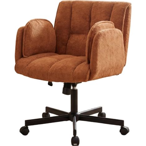 Chaise de bureau pivotante avec roulettes, accoudoirs rabattables, charge 150kg, réglable en hauteur, orange (1/5)