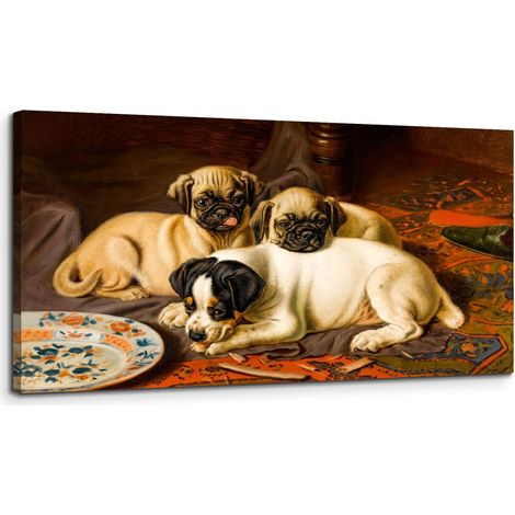 Immagine Tela Cani 50x100 cm Moderno Cornice Legno (1/5)